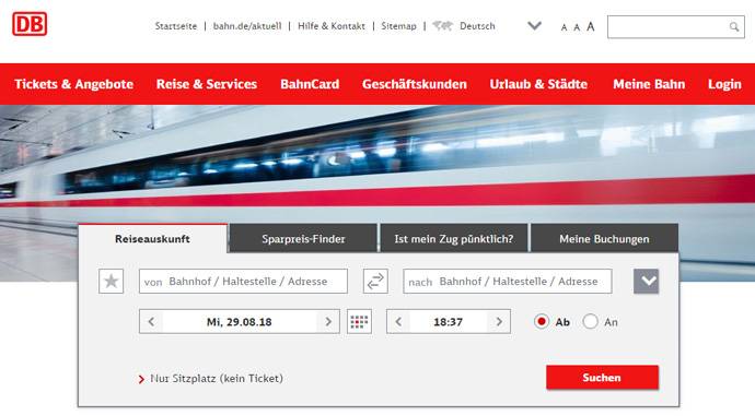 Deutsche Bahn：德国联邦铁路公司官网