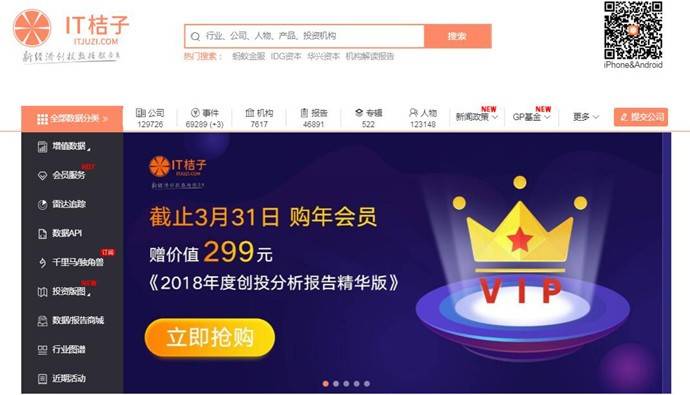 IT桔子：互联网创业投资项目信息数据库及商业信息服务商