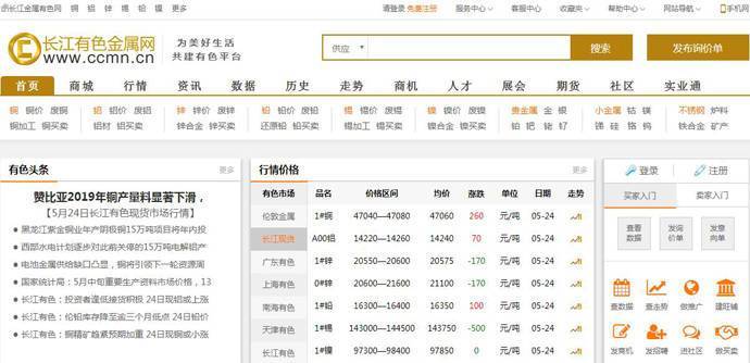 长江有色金属网：金属行情价格、商机、展会